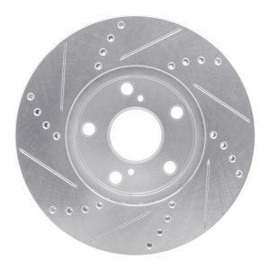Lexus ES300 Brake Rotor (1) - Front Right - R1 Concepts - Drilled & Slotted - Silver - `92-`06